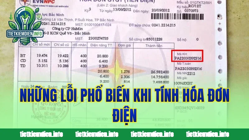 Những lỗi phổ biến khi tính hóa đơn điện